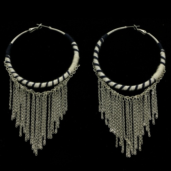 Express Tassel-Earrings Silver/Blue NWT - Picture 4 of 4